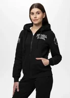 Bluzy damskie - Bluza damska rozpinana z kapturem Pitbull Fiora czarna M - miniaturka - grafika 1
