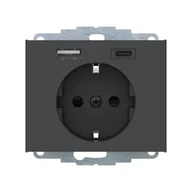 Gniazdka elektryczne - Berker Gniazdo SCHUKO z ładowarką K.1 USB A+C 2.4/3.0 A - antracyt - miniaturka - grafika 1