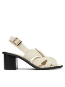 Sandały damskie - Tommy Hilfiger Sandały Cross Blocked Heel Sandal FW0FW09135 Biały - miniaturka - grafika 1