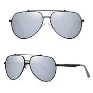 Okulary przeciwsłoneczne - Męskie Przeciwsłoneczne okulary pilotki lustrzanki z polaryzacją 25163 czarne/srebrne - miniaturka - grafika 1