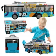 Samochody i pojazdy dla dzieci - Autobus z Otwieranymi Drzwiami Trolejbus Miejski Zabawka Napęd Dźwięk LED - miniaturka - grafika 1