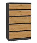 Komody - Industrialna Komoda Z Szufladami Antracyt + Dąb Artisan D5-Z60 - miniaturka - grafika 1