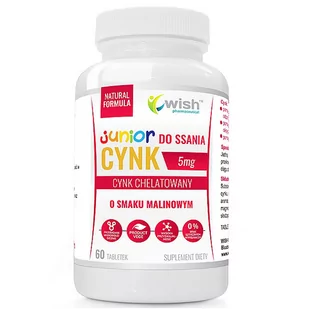 Wish Cynk Junior Do Ssania 5mg 60tabs - Witaminy i minerały dla sportowców - miniaturka - grafika 1