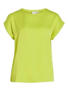 Vila Damska bluzka z krótkim rękawem S/S Satin Top Noos, żółty, 36 - Bluzki damskie - miniaturka - grafika 1