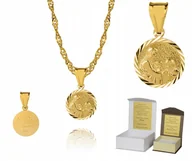 Biżuteria dla dzieci - Złoty łańcuszek srebro Medalik I Komunia Święta 40 cm DEDYKACJA S3M30 - miniaturka - grafika 1