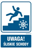 Systemy ekspozycyjne i znaki informacyjne - RB020 UWAGA! ŚLISKIE SCHODY, FN - FOLIA SAMOPRZYLEPNA; (350X525MM) - miniaturka - grafika 1