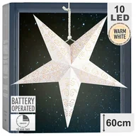 Ozdoby bożonarodzeniowe - Gwiazda świąteczna świecąca wisząca papierowa witraż srebrna 60 cm 10 led kod: O-839339 - miniaturka - grafika 1