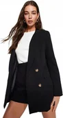 Marynarki i żakiety damskie - TRENDYOL CZARNY DWURZĘDOWY ŻAKIET Z KLAPAMI DŁUGI RĘKAW 38 5AA - miniaturka - grafika 1