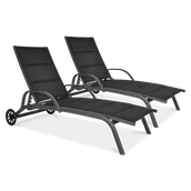 Leżaki ogrodowe - 2x Leżak ogrodowy aluminiowy MAJORKA Black - miniaturka - grafika 1