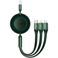 Złącza, przejściówki, adaptery - Baseus Bright Mirror 2 zwijany kabel przewód 3w1 USB Typ A - micro USB + Lightning + USB Typ C 66W 1.1m zielony (CAMJ010106) - miniaturka - grafika 1