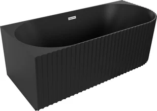 Mexen Gia wanna wolnostojąca narożna ryflowana lewa 170 x 80 cm, czarna mat, przelew chrom - 52701708071L-01 - Wanny - miniaturka - grafika 1