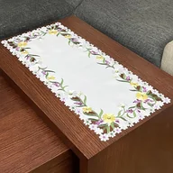 Obrusy i serwetki - Bieżnik z haftem, 40x85, biały w kwiaty, OH-245-A - miniaturka - grafika 1