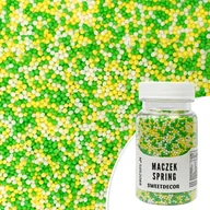 Dodatki do ciast w proszku - Posypka cukrowa MACZEK SPRING zielony, żółty, biały mix Sweet Decor, 75 g - miniaturka - grafika 1