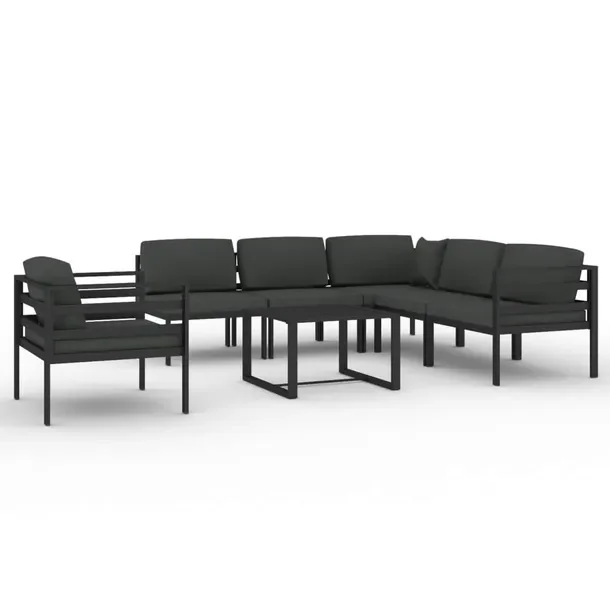 Aluminiowy zestaw wypoczynkowy ogrodowy Antracyt 6osobowy