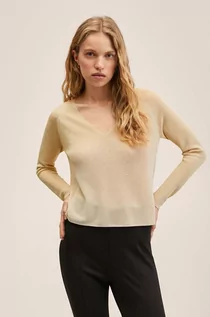 Swetry damskie - Mango sweter Kling damski kolor beżowy lekki - grafika 1