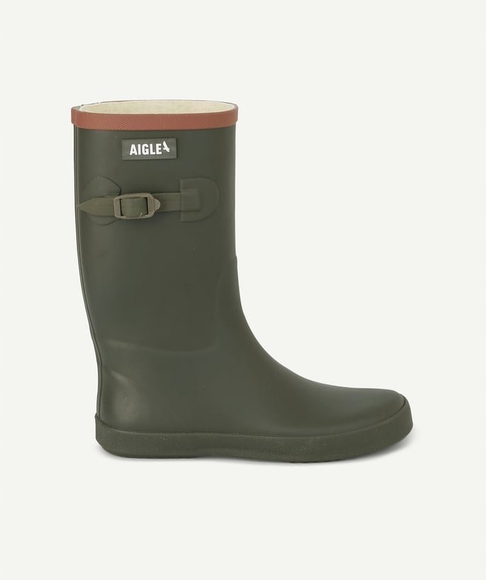 AIGLE KALOSZE BUTY ZIELONE Z ZABUDOWANYM PASKIEM NA CHOLEWCE 33 6GA