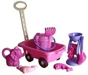 Zabawki do piasku - Zestaw plażowy - Wózek z rączką, młynek i akcesoria do piasku - miniaturka - grafika 1