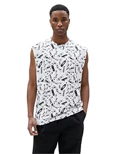 Koton Męski tank top bez rękawów, okrągły dekolt z nadrukiem, Biały wzór (0d0), L - Koszulki męskie - miniaturka - grafika 1