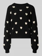 Swetry damskie - Sweter z dzianiny z bufiastymi rękawami model ‘CHARLOTT’ - miniaturka - grafika 1