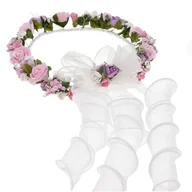 Ozdoby do włosów - Wianek komunijny z różem i fioletem do komunii komunia wianki komunijne sztuczny jak żywy WK109 - miniaturka - grafika 1