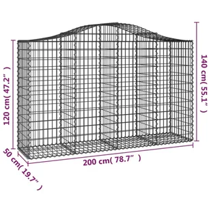 VidaXL Kosze gabionowe, 11 szt, 200x50x120/140cm, galwanizowane żelazo - Ogrodzenia - miniaturka - grafika 7