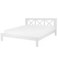 Łóżka - Beliani Łóżko drewniane białe ze stelażem 180 x 200 cm TANNAY - miniaturka - grafika 1