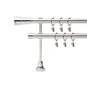 Karnisze - Karnisz podwójny metalowy Daco 19 mm 240 cm srebrny - miniaturka - grafika 1