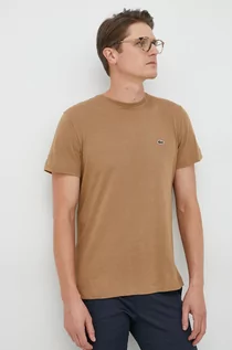 Koszulki męskie - Lacoste t-shirt bawełniany kolor zielony gładki - grafika 1