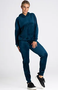 Morska bluza damska welurowa z kapturem M969, Kolor morski, Rozmiar L/XL, Figl - Primodo.com - Kurtki i kamizelki sportowe damskie - miniaturka - grafika 1