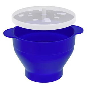 Silikonowa maszynka do popcornu wielokrotnego użytku do mikrofalówki, składana miseczka z pokrywką w kolorze niebieskim - 24 x 20 x 6 (14,5) cm - św.. - Pozostałe akcesoria kuchenne - miniaturka - grafika 1