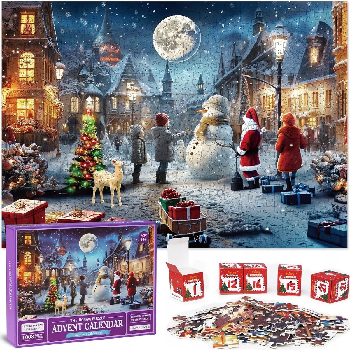Kalendarz Adwentowy Puzzle Świąteczne Obrazki Boże Narodzenie Prezent Eko
