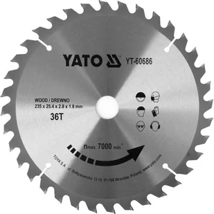 YATO TARCZA WIDIOWA DO DREWNA 235X36TX25,4MMYT-82153 YT-60686 - Piły ręczne - miniaturka - grafika 1
