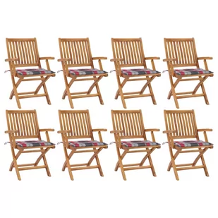 vidaXL Lumarko Składane krzesła ogrodowe z poduszkami, 8 szt., drewno tekowe! 3072790 - Fotele i krzesła ogrodowe - miniaturka - grafika 1