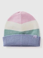 Czapki damskie - Benetton Czapka w kolorze jasnoróżowo-turkusowo-fioletowym - miniaturka - grafika 1