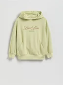 Spodnie i spodenki dla dziewczynek - Reserved - Bawełniana bluza z nadrukiem - jasnozielony - miniaturka - grafika 1