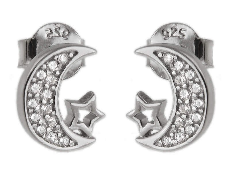 Kolczyki wkrętki Księżyc gwiazda K2612