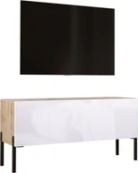 Szafki RTV - Szafka pod telewizor w kolorze dąb Wotan / biały wysoki połysk z nogami w kolorze czarnym, A: szer: 100 cm cm, wys: 52 cm, gł: 32 cm. Meble pod telewizor, stolik pod telewizor, ława pod telewizor - miniaturka - grafika 1