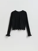 Bluzki damskie - Reserved - Bluzka w prążki - czarny - miniaturka - grafika 1