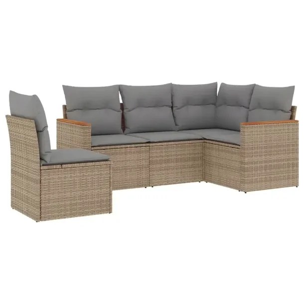 Zestaw mebli ogrodowych modułowych beżowy z rattanem PE, 62 x 62 x 69 cm