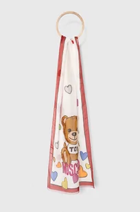 Moschino szal z domieszką jedwabiu kolor biały wzorzysty - Apaszki i szaliki damskie - miniaturka - grafika 1
