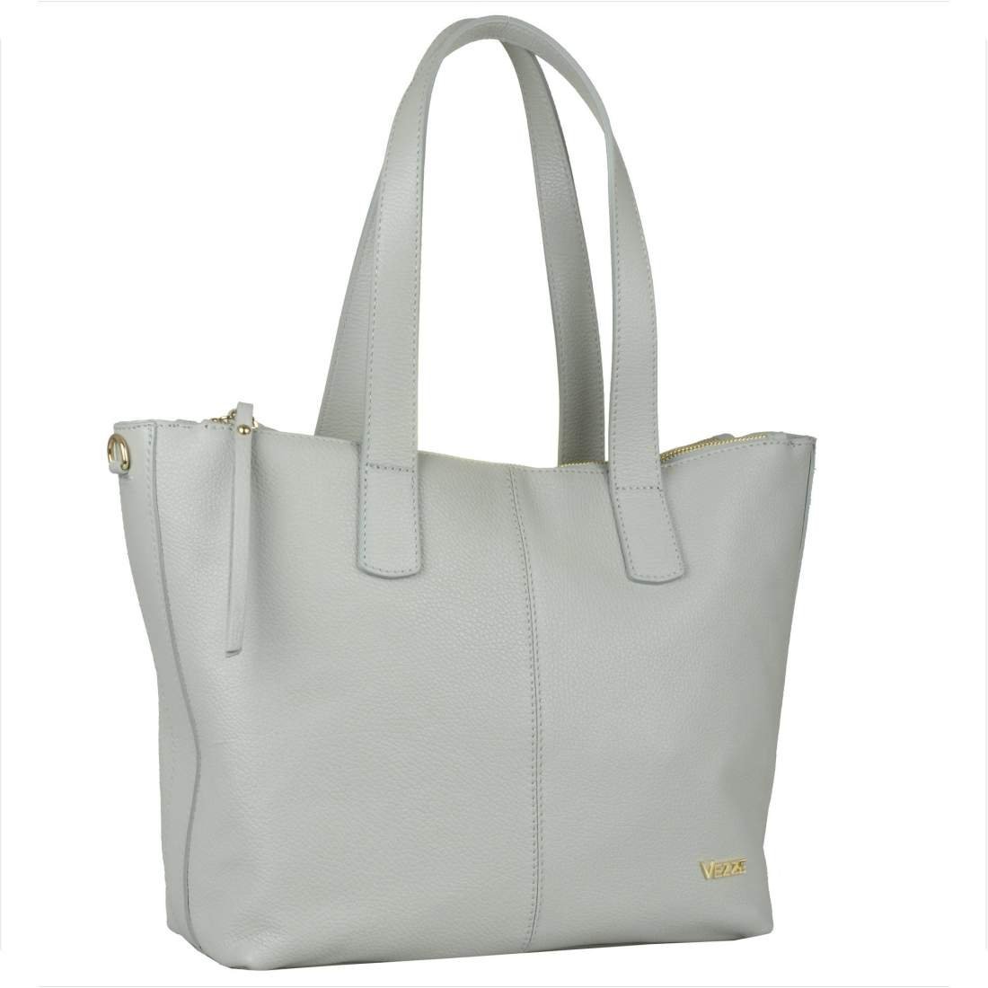 VEZZE Włoska torebka shopper skóra naturalna popielata