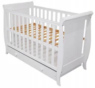 Łóżeczka i kojce - Łóżeczko dziecięce Misza 120x60 z szufladą białe gryzaki norma UE - miniaturka - grafika 1