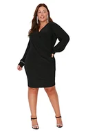 Sukienki - Trendyol Damska mini dwurzędowa sukienka plus size, czarna, 3XL, Czarny, 3XL - miniaturka - grafika 1