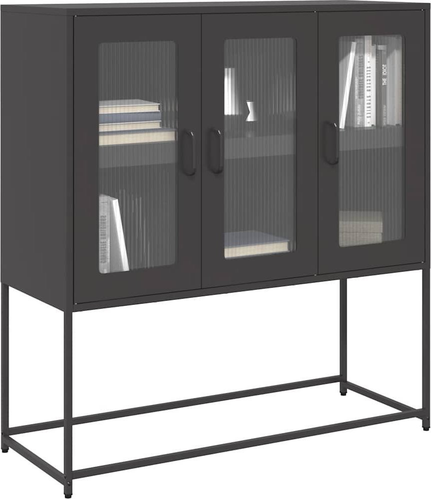 vidaXL Szafka, czarna, 100,5x39x107 cm, stal walcowana na zimno
