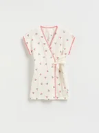 Stroje kąpielowe dla dziewczynek - Reserved - Wzorzyste kimono na plażę - złamana biel - miniaturka - grafika 1