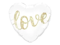 Balony i akcesoria - Balon foliowy „Love - serce”, biały, 45 cm (18 cali) - miniaturka - grafika 1