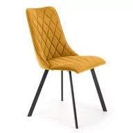 Krzesła - Musztardowe krzesło tapicerowane welurem - Zoxe - miniaturka - grafika 1