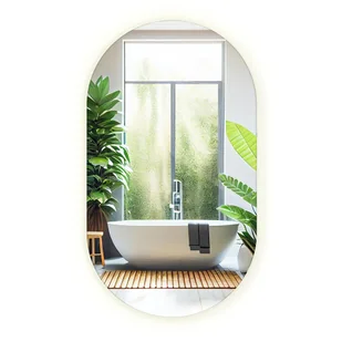 Nowoczesne Owalne Lustro Łazienkowe z Ledami Wiszące Ścienne 40x70 cm - Barwa Neutralna (4000K) - Lustra - miniaturka - grafika 1