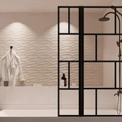 Parawany nawannowe - VENTE-UNIQUE Parawan nawannowy w kolorze czarnym matowym w industrialnym stylu z obrotowym skrzydłem – 100 × 140 cm – OBELINI - miniaturka - grafika 1