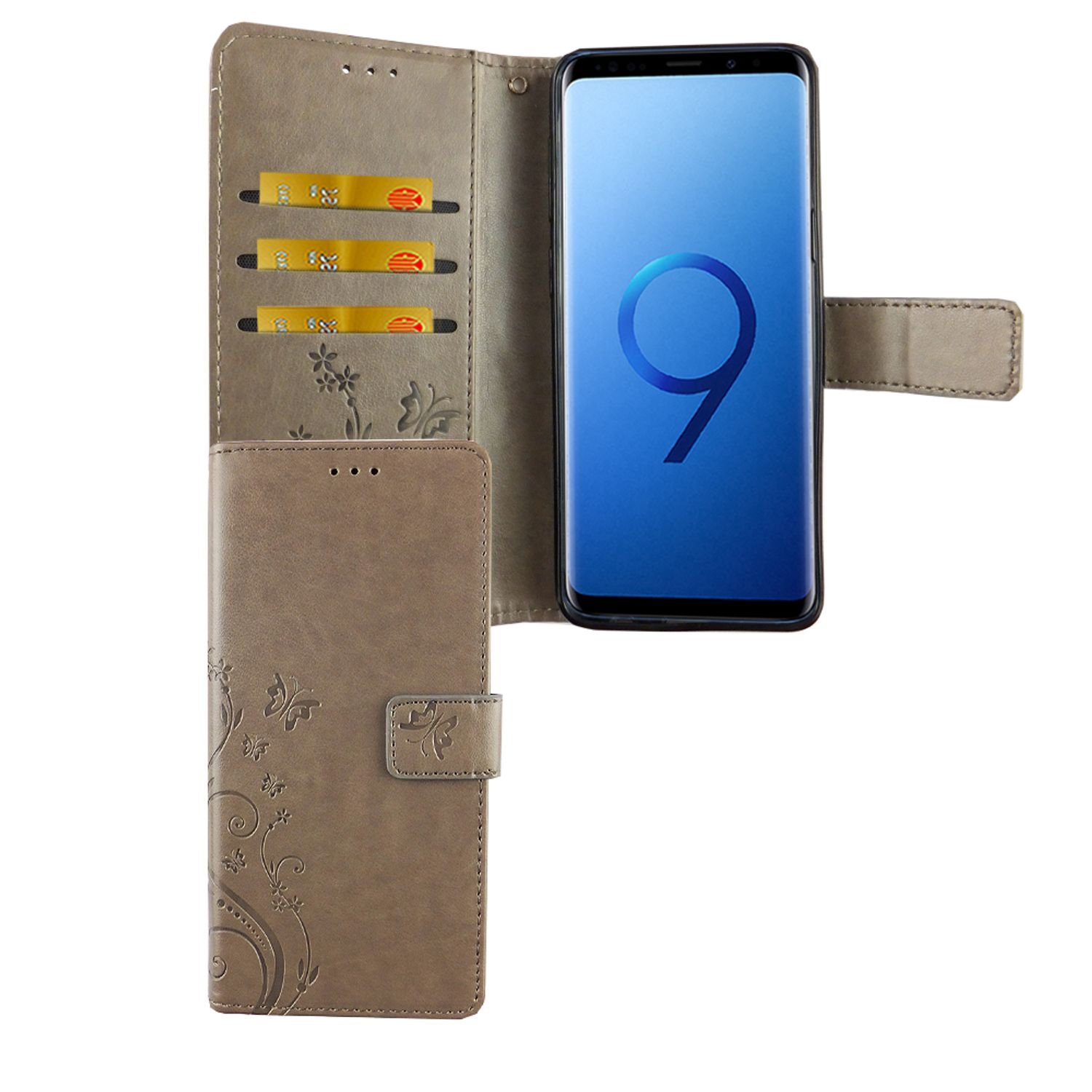 Samsung Galaxy S9 etui na telefon komórkowy etui ochronne etui z klapką etui na kartę szary